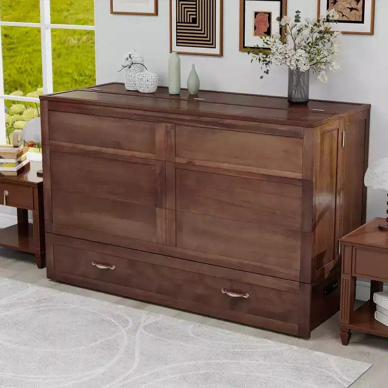 Letto a scomparsa Keloyid Haimyy Queen con struttura in legno massiccio, caricatore integrato e cassetto robusto