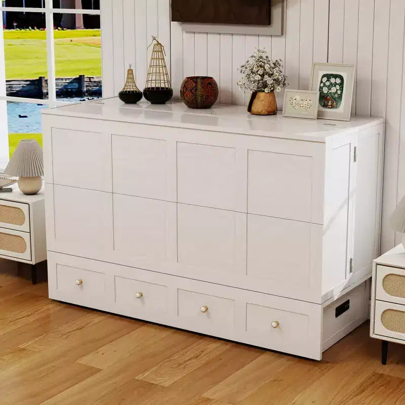 Letto a scomparsa Keloyid Haimyy Queen con struttura in legno massiccio, caricatore integrato e cassetto robusto