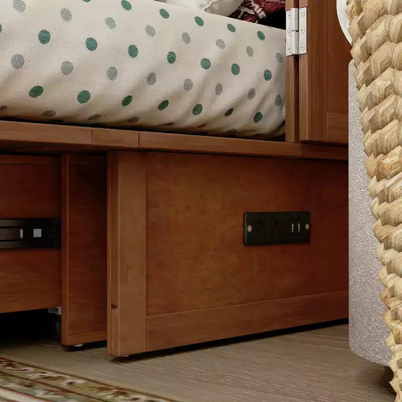 Letto a scomparsa Keloyid Haimyy Queen con struttura in legno massiccio, caricatore integrato e cassetto robusto