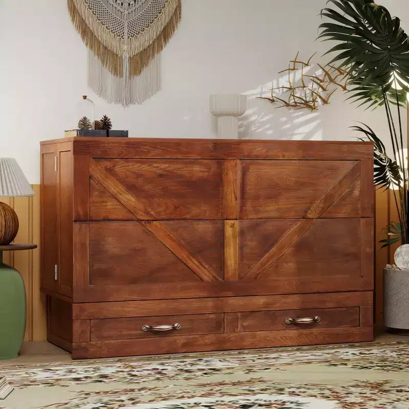 Letto a scomparsa Keloyid Haimyy Queen con struttura in legno massiccio, caricatore integrato e cassetto robusto