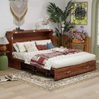 Letto a scomparsa Keloyid Haimyy Queen con struttura in legno massiccio, caricatore integrato e cassetto robusto