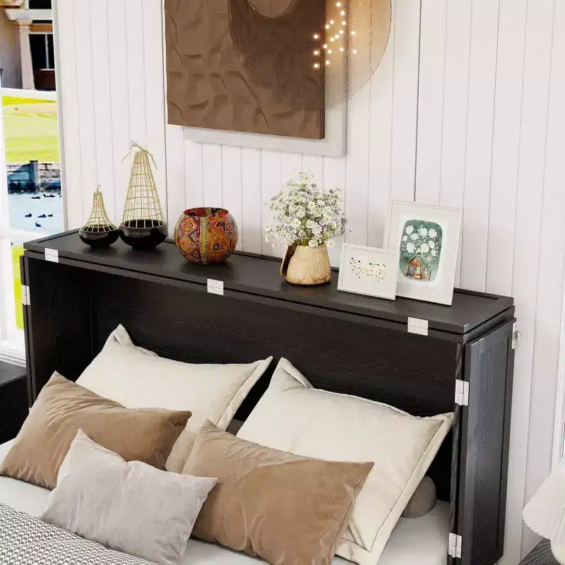 Letto a scomparsa Keloyid Haimyy Queen con struttura in legno massiccio, caricatore integrato e cassetto robusto