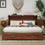 Letto a scomparsa Keloyid Haimyy Queen con struttura in legno massiccio, caricatore integrato e cassetto robusto