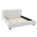 GDFStudio Philemon Letto Queen Size Imbottito a Basso Profilo Contemporaneo con Tessuto Teddy Fleece e Gambe in Legno