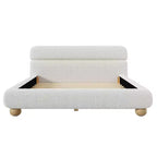 GDFStudio Philemon Letto Queen Size Imbottito a Basso Profilo Contemporaneo con Tessuto Teddy Fleece e Gambe in Legno