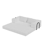 Divano Letto Convertibile a 3 Posti Whisen 80 con 2 Cuscini, Materasso Pieghevole King Size da Pavimento e Tessuto ciniglia