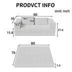 Divano Letto Convertibile a 3 Posti Whisen 80 con 2 Cuscini, Materasso Pieghevole King Size da Pavimento e Tessuto ciniglia