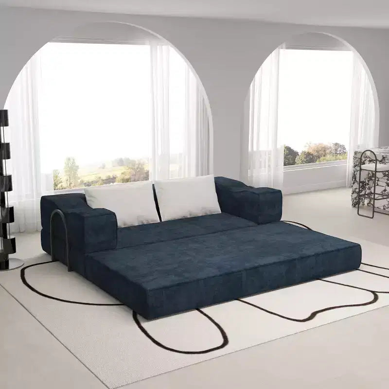 Divano Letto Convertibile a 3 Posti Whisen 80 con 2 Cuscini, Materasso Pieghevole King Size da Pavimento e Tessuto ciniglia