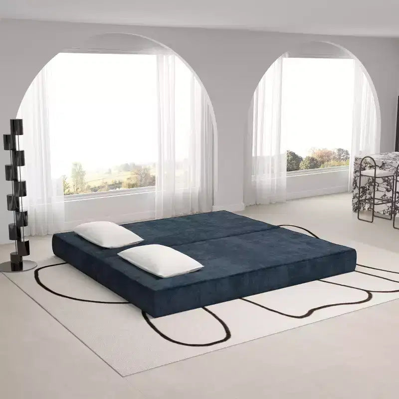 Divano Letto Convertibile a 3 Posti Whisen 80 con 2 Cuscini, Materasso Pieghevole King Size da Pavimento e Tessuto ciniglia