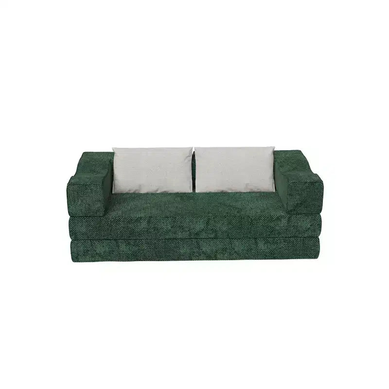 Divano Letto Convertibile a 3 Posti Whisen 80 con 2 Cuscini, Materasso Pieghevole King Size da Pavimento e Tessuto ciniglia