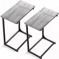 2 Pack C-Shaped Side Table, C-Table for Sofa, Couch Table with Metal Frame, Large Surface Sofa Table for Living Room, Bedroom, Home Office, Gray