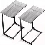 2 Pack C-Shaped Side Table, C-Table for Sofa, Couch Table with Metal Frame, Large Surface Sofa Table for Living Room, Bedroom, Home Office, Gray