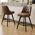 Modern Counter Height Swivel Bar Stools with Upholstered, Wood Legs & Footrest for Kitchen Island Dining Room Home Barm