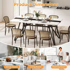 Zevemomo70.9Tavolo da Pranzo per 6-8 Persone, Tavolo da Pranzo Rustico, con Ampio Piano e Base in Acciaio a Forma Triangolare per Cucina, Sala da Pranzo - Bianco