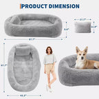 65x41x12 Cuccia per Cani Umana per Adulti e Animali Domestici, Cuccia per Cani Umana Rimovibile in Pelliccia Sintetica con Maniglia Portatile, Tasca Laterale, Schiuma Ortopedica a Uovo, Letti Grandi per Cani