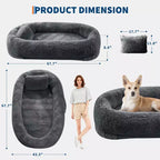 65x41x12 Cuccia per Cani Umana per Adulti e Animali Domestici, Cuccia per Cani Umana Rimovibile in Pelliccia Sintetica con Maniglia Portatile, Tasca Laterale, Schiuma Ortopedica a Uovo, Letti Grandi per Cani