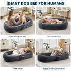 65x41x12 Cuccia per Cani Umana per Adulti e Animali Domestici, Cuccia per Cani Umana Rimovibile in Pelliccia Sintetica con Maniglia Portatile, Tasca Laterale, Schiuma Ortopedica a Uovo, Letti Grandi per Cani