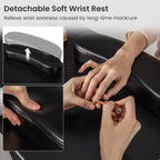 Costway Scrivania da Manicure in Legno con Poggiapolsi Rimovibile Gambe in Metallo e 3 Cassetti, 2 Armadietti Bianco/Rosa/Nero