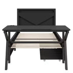 Bellemave Letto Gaming Singolo con Scrivania e LED e Cassetti, Letto per Gamer in Metallo, Letti Singoli con Scrivania, Nero