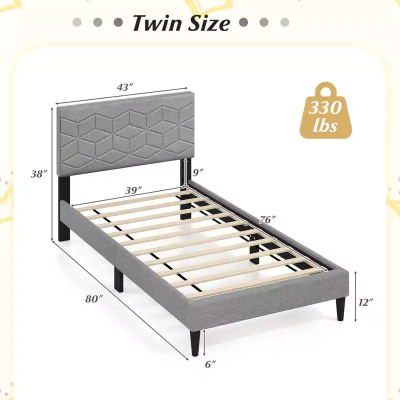 Struttura letto Costway per materasso singolo/matrimoniale/queen size con testiera imbottita in tessuto di lino e supporto a doghe in legno