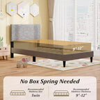 Struttura letto Costway per materasso singolo/matrimoniale/queen size con testiera imbottita in tessuto di lino e supporto a doghe in legno