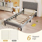 Struttura letto Costway per materasso singolo/matrimoniale/queen size con testiera imbottita in tessuto di lino e supporto a doghe in legno