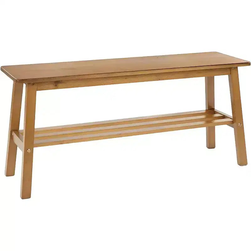 VINGLI Solid Wood Dining Bench 39 Wooden Bench for Entryway, Bedroom, with Shoe Rack Storage