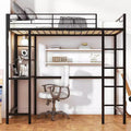 Karl Home Black Twin Loft Bed with Desk, Metal Bunk Bed No Spring Box Need
