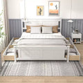 Karl Home Wood Bed Frame Full Size With 4 Storage Drawers, Solid Wood Platform Bed with Headboard