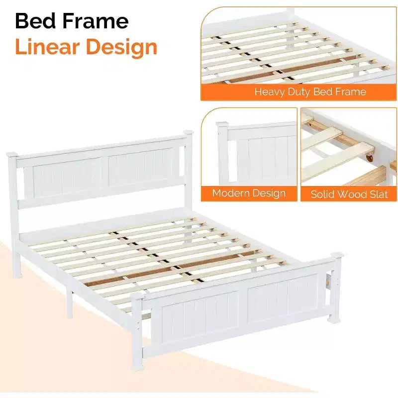 Karl Home Struttura letto in legno massello con 4 cassetti, letto a piattaforma in legno massello con testiera