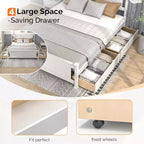 Karl Home Struttura letto in legno massello con 4 cassetti, letto a piattaforma in legno massello con testiera