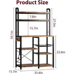 Scaffale a 6 ripiani per panettiere con presa di corrente, Scaffale porta microonde grande per cucina con cestino in metallo, per cucina, sala da pranzo