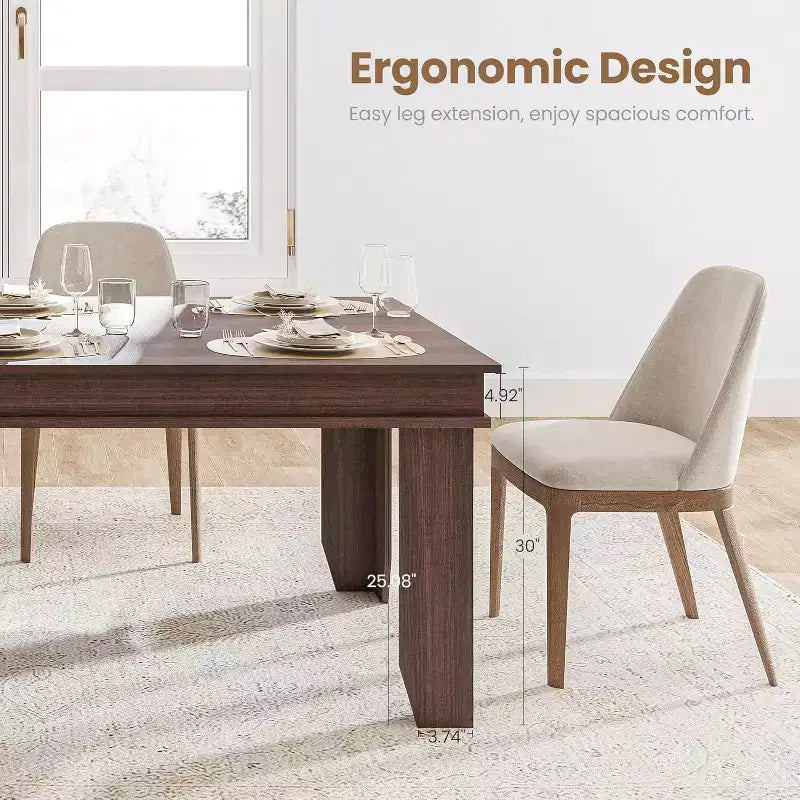 Tavolo da pranzo per 6-8 persone, tavolo da pranzo lungo 180 cm con robusta struttura in legno, grande tavolo da pranzo rettangolare per soggiorno, cucina, sala da pranzo