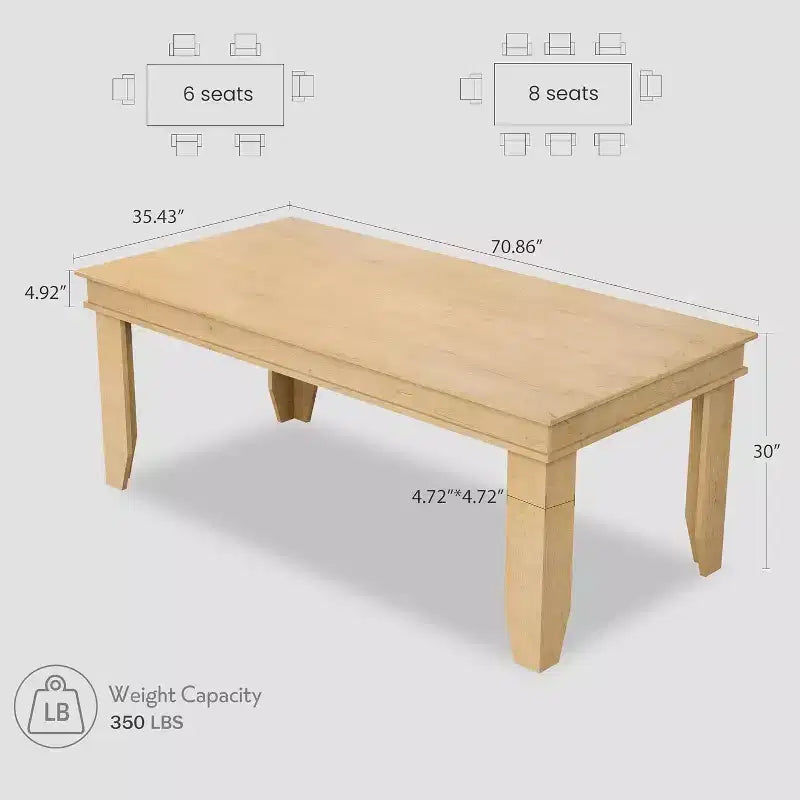 Tavolo da pranzo per 6-8 persone, tavolo da pranzo lungo 180 cm con robusta struttura in legno, grande tavolo da pranzo rettangolare per soggiorno, cucina, sala da pranzo