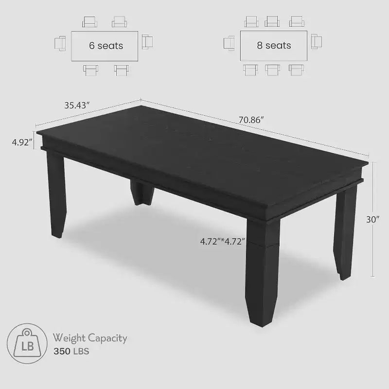 Tavolo da pranzo per 6-8 persone, tavolo da pranzo lungo 180 cm con robusta struttura in legno, grande tavolo da pranzo rettangolare per soggiorno, cucina, sala da pranzo