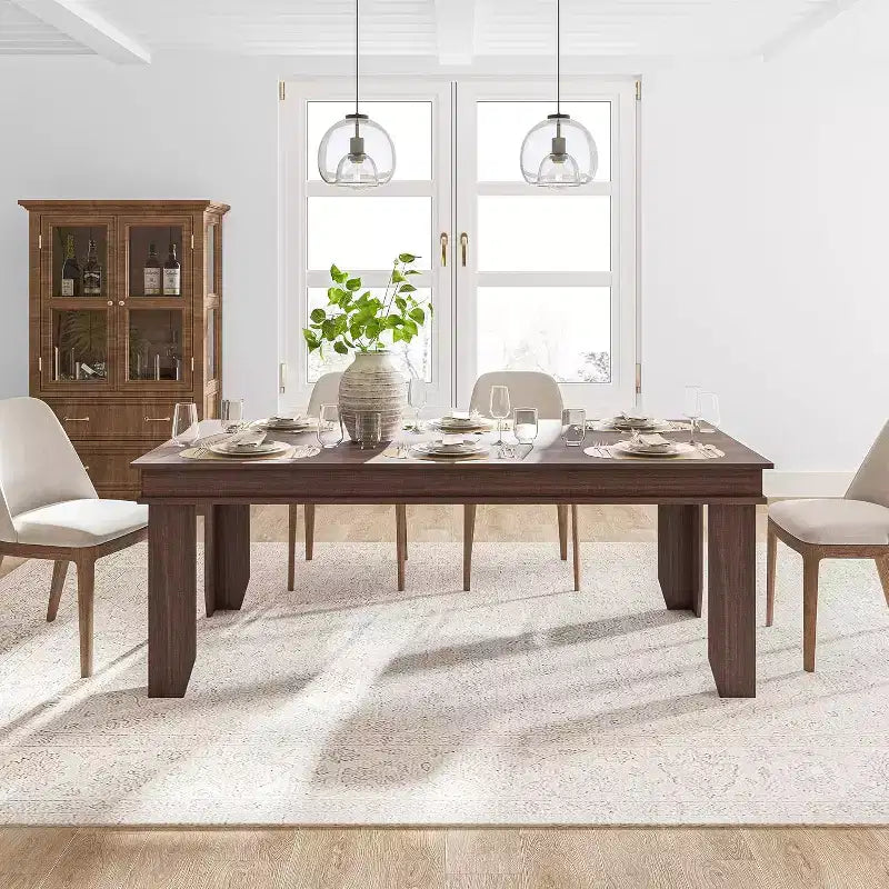 Tavolo da pranzo per 6-8 persone, tavolo da pranzo lungo 180 cm con robusta struttura in legno, grande tavolo da pranzo rettangolare per soggiorno, cucina, sala da pranzo