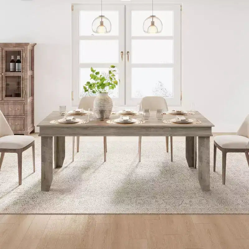 Tavolo da pranzo per 6-8 persone, tavolo da pranzo lungo 180 cm con robusta struttura in legno, grande tavolo da pranzo rettangolare per soggiorno, cucina, sala da pranzo