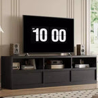 Mobile TV da 70 pollici per televisori da 80 pollici, mobile da intrattenimento moderno di metà secolo con cassetto portaoggetti e ripiani aperti, per soggiorno