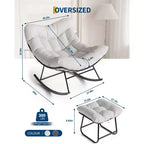 Sdraio da Esterno Oversize con Ottomana, Sedia a Dondolo con Struttura in Metallo, Dondolo a Uovo in Rattan per Giardino, Balcone e Relax in Patio