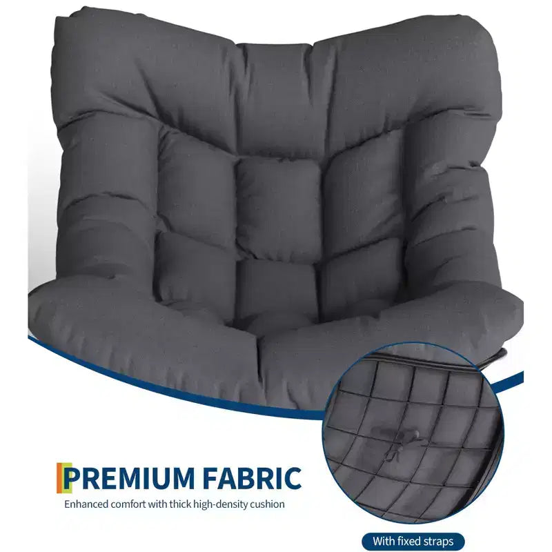 Sdraio da Esterno Oversize con Ottomana, Sedia a Dondolo con Struttura in Metallo, Dondolo a Uovo in Rattan per Giardino, Balcone e Relax in Patio
