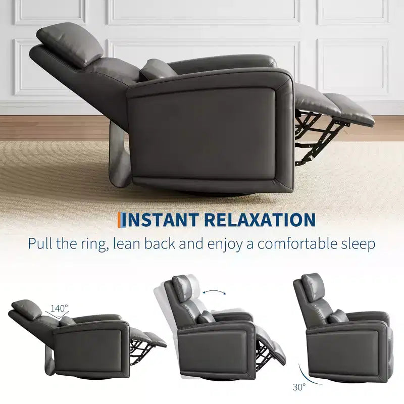 Poltrona reclinabile manuale, sedia a dondolo girevole a 360°, divano singolo con schienale ergonomico, adatta per soggiorno