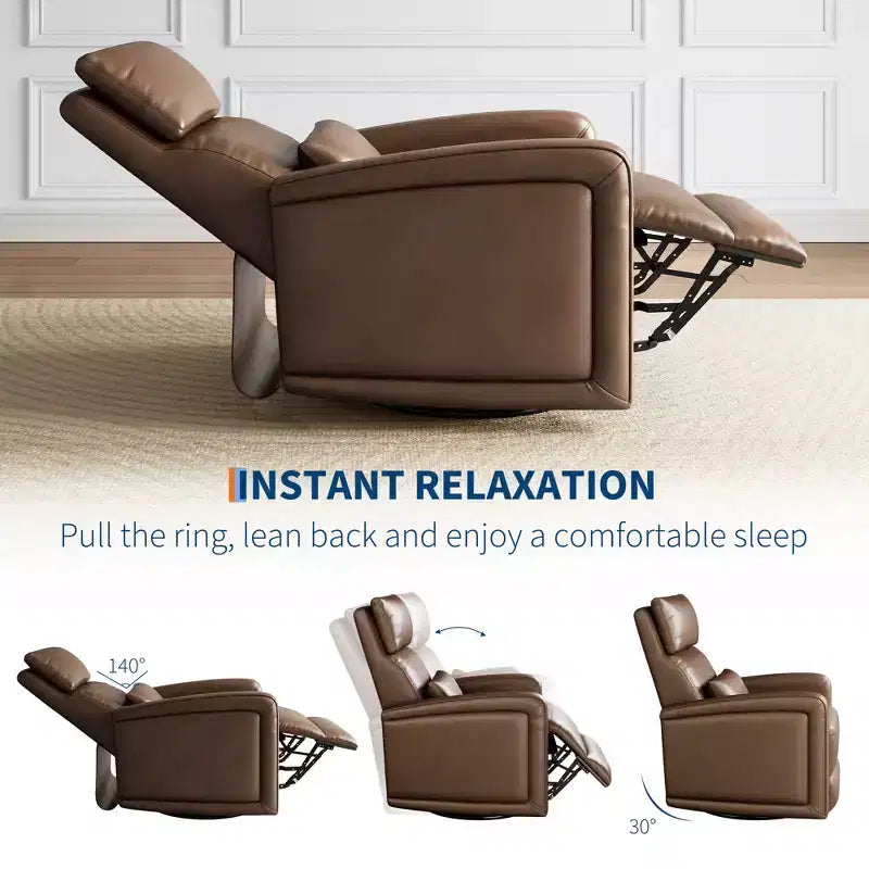 Poltrona reclinabile manuale, sedia a dondolo girevole a 360°, divano singolo con schienale ergonomico, adatta per soggiorno