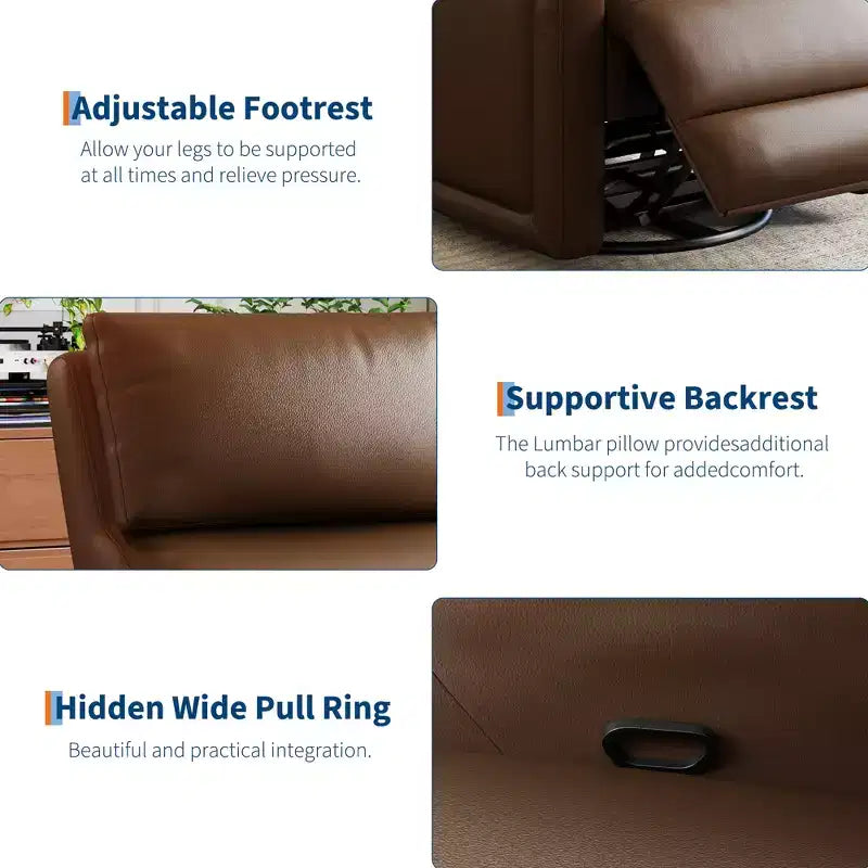 Poltrona reclinabile manuale, sedia a dondolo girevole a 360°, divano singolo con schienale ergonomico, adatta per soggiorno