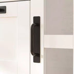 Mobile bagno Famapy con ante in vetro e cassetti, armadietto da bagno alto per riporre asciugamani e articoli da toeletta