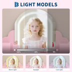 Cozony Toeletta per Bambini con Specchio e Sgabello, Luminosità Regolabile, Cassetto Portaoggetti e Ripiani, per Bambine dai 3 ai 9 Anni