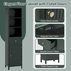 Costway Armadietto da Bagno Alto 170 cm con 3 Ripiani Aperti, 1 Cassetto, Ripiano Interno Regolabile Bianco/Bianco sporco/Nero/Verde/Grigio