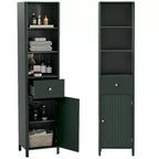 Costway 67 Tall Bathroom Cabinet with 3 Open Shelves, 1 Drawer, Adjustable Interior Shelf White/Off-white/Black/Green/Gray