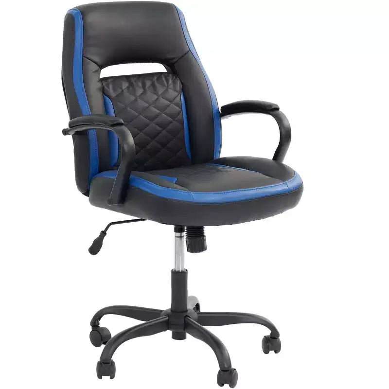 Sedia da gaming Okak con braccioli, sedia incrociata con ruote, sedia da computer imbottita per studio, ufficio, sala giochi