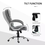 Sedia da ufficio ergonomica Okak con altezza regolabile, sedia da computer con braccioli imbottiti, sedia imbottita a gambe incrociate per studio, sala lettura, grigio