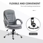 Sedia da ufficio ergonomica Okak con altezza regolabile, sedia da computer con braccioli imbottiti, sedia imbottita a gambe incrociate per studio, sala lettura, grigio
